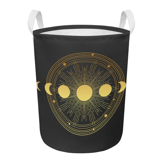 Sun And Moon Phase Print Round Laundry Basket