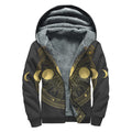 Sun And Moon Phase Print Sherpa Lined Zip Up Hoodie