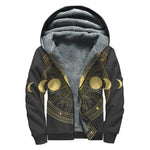 Sun And Moon Phase Print Sherpa Lined Zip Up Hoodie