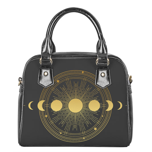 Sun And Moon Phase Print Shoulder Handbag