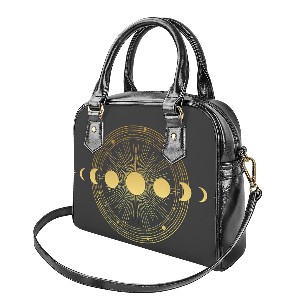 Sun And Moon Phase Print Shoulder Handbag