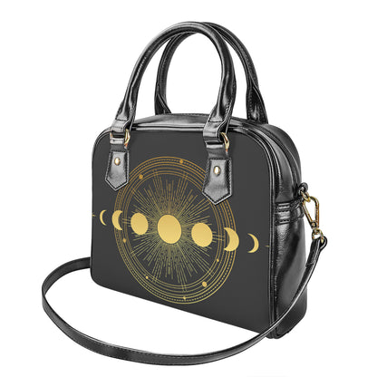 Sun And Moon Phase Print Shoulder Handbag