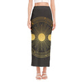 Sun And Moon Phase Print Side Slit Maxi Skirt