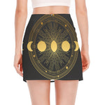 Sun And Moon Phase Print Side Slit Mini Skirt