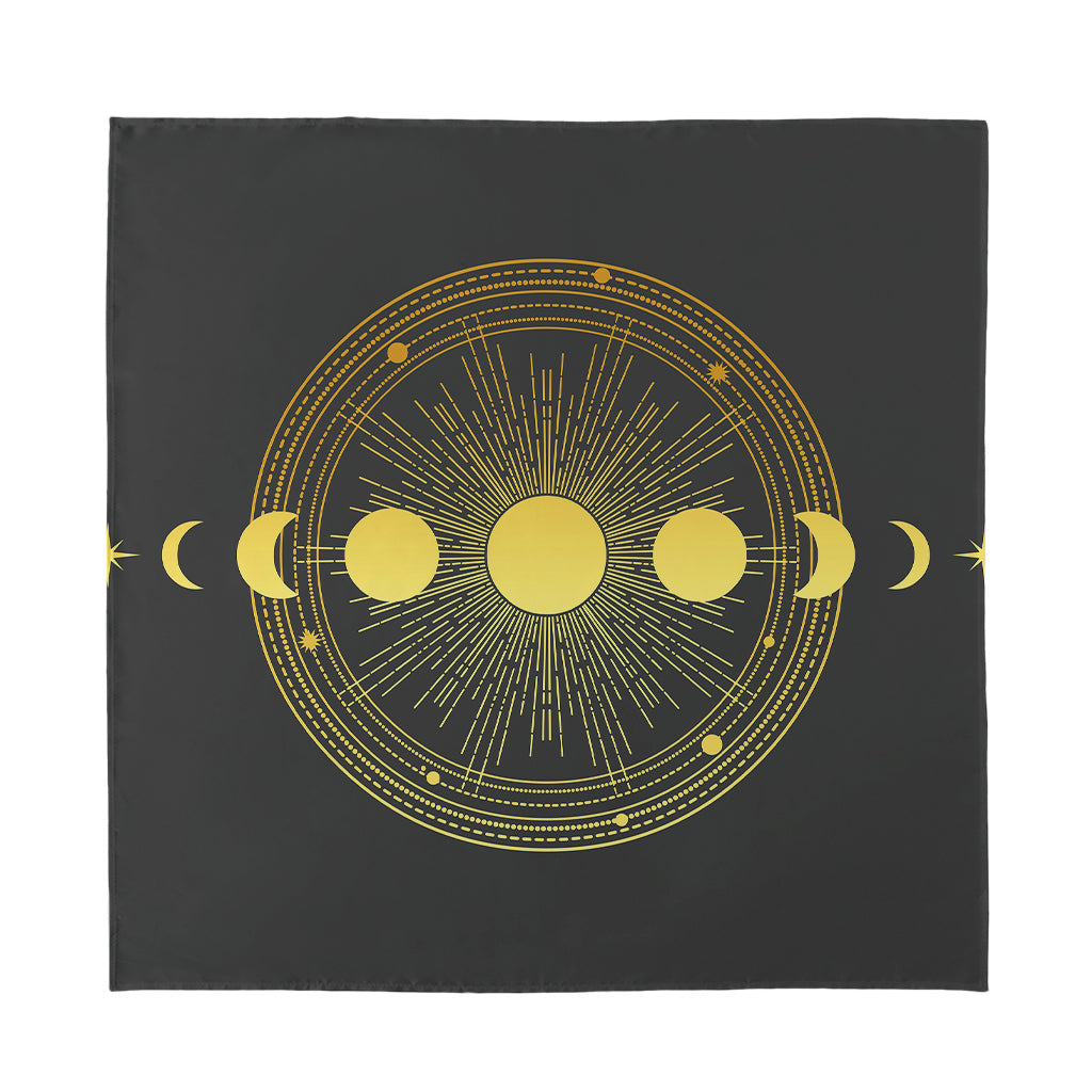 Sun And Moon Phase Print Silk Bandana
