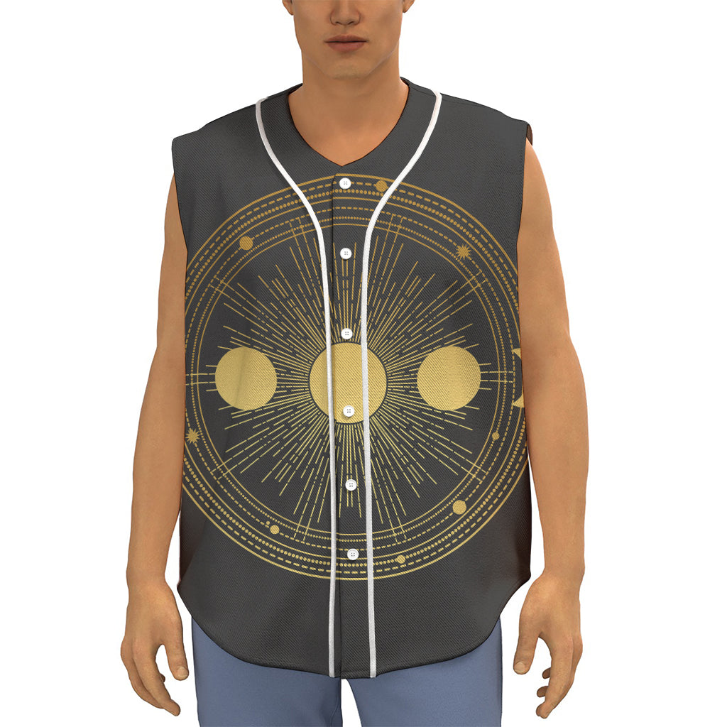 Sun And Moon Phase Print Sleeveless Baseball Jersey