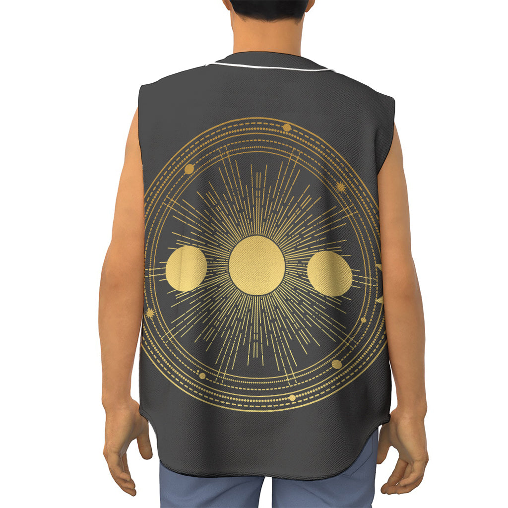 Sun And Moon Phase Print Sleeveless Baseball Jersey