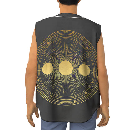 Sun And Moon Phase Print Sleeveless Baseball Jersey