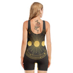Sun And Moon Phase Print Sleeveless One Piece Swimsuit