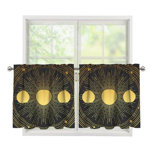 Sun And Moon Phase Print Tier Curtains
