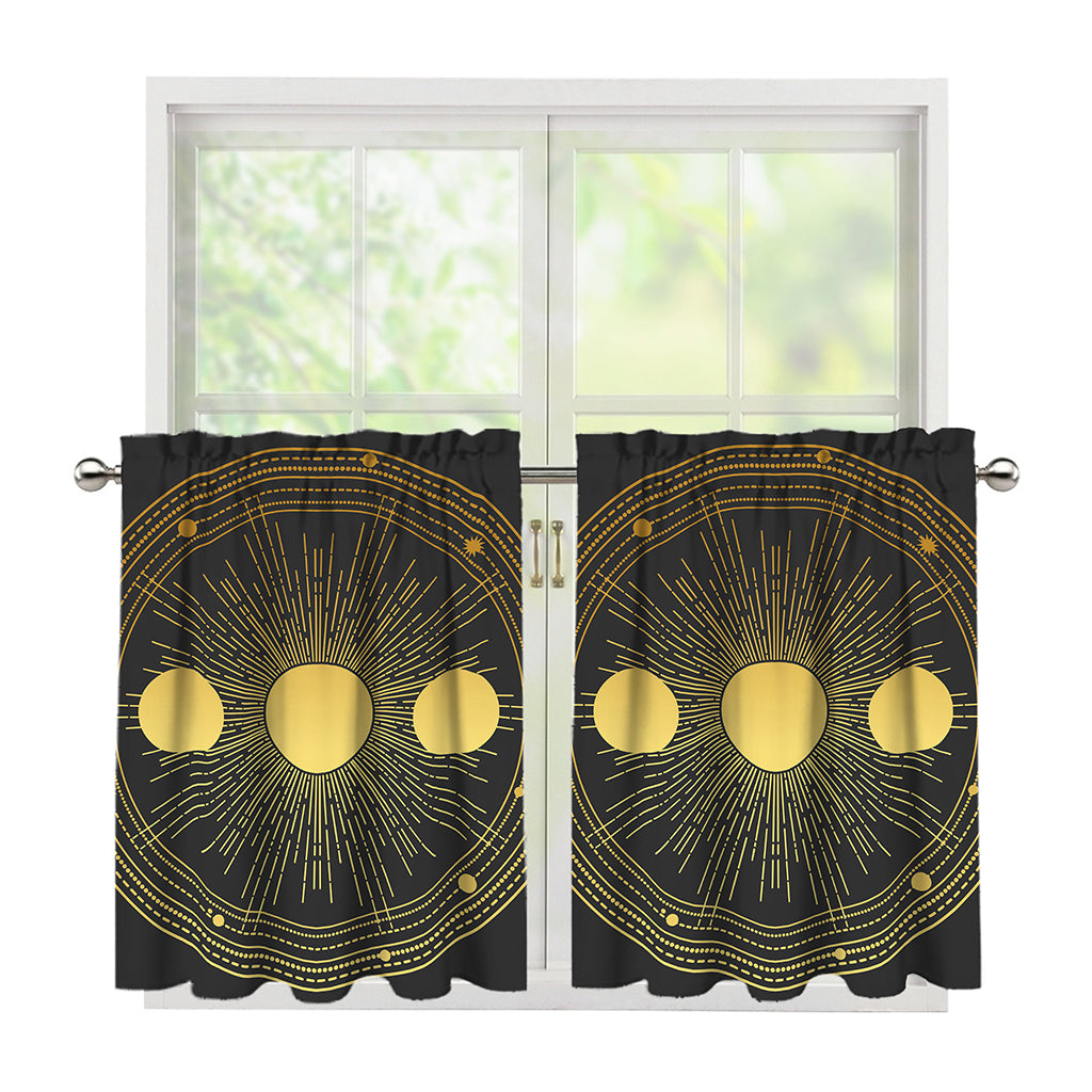 Sun And Moon Phase Print Tier Curtains