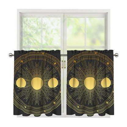 Sun And Moon Phase Print Tier Curtains