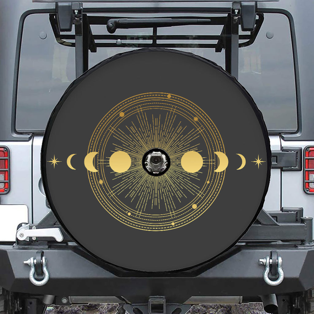 Sun And Moon Phase Print Tire Cover With Camera Hole