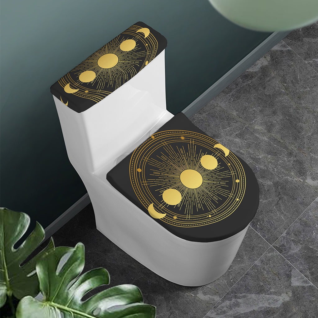 Sun And Moon Phase Print Toilet Lid And Tank Cover Set