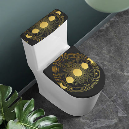 Sun And Moon Phase Print Toilet Lid And Tank Cover Set