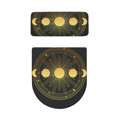 Sun And Moon Phase Print Toilet Lid And Tank Cover Set