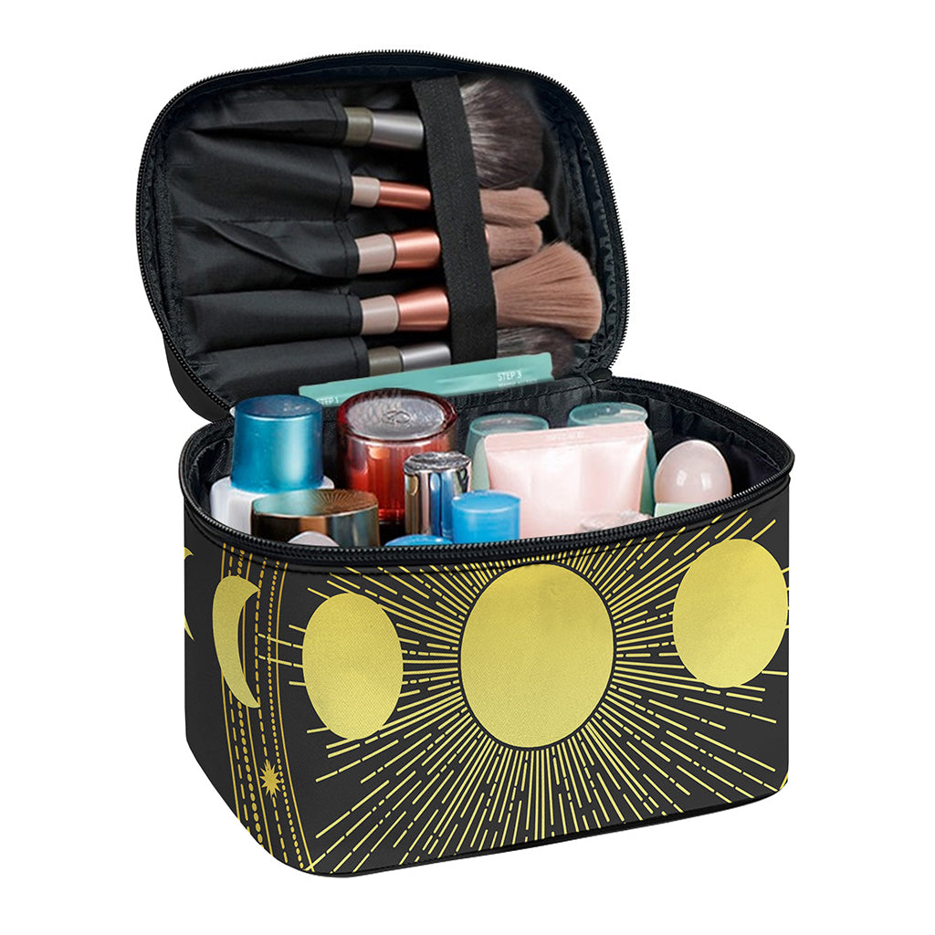 Sun And Moon Phase Print Travel Makeup Bag