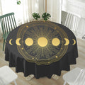 Sun And Moon Phase Print Waterproof Round Tablecloth