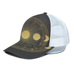 Sun And Moon Phase Print White Mesh Trucker Cap