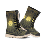 Sun And Moon Phase Print Winter Boots