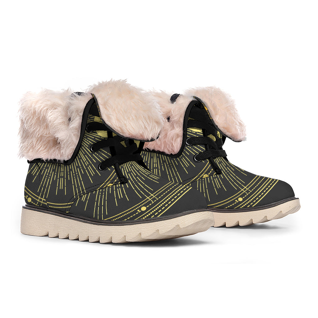 Sun And Moon Phase Print Winter Boots