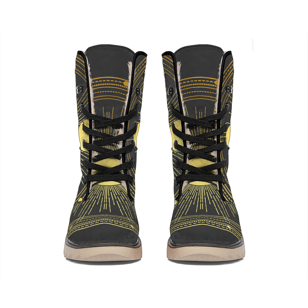 Sun And Moon Phase Print Winter Boots