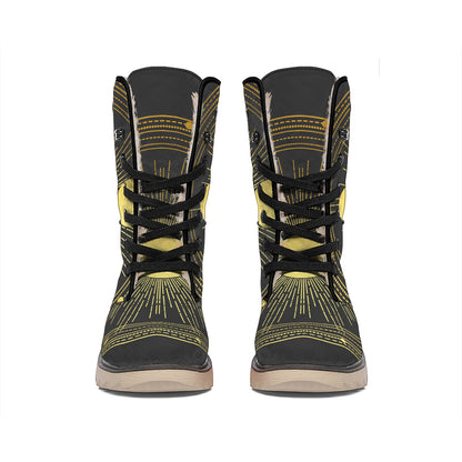 Sun And Moon Phase Print Winter Boots
