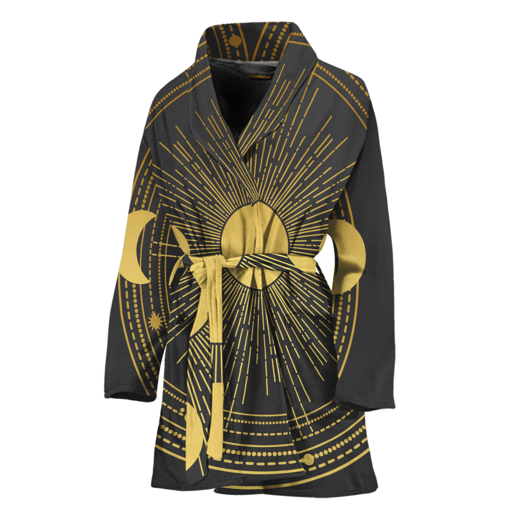Sun And Moon Phase Print Women's Bathrobe