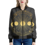 Sun And Moon Phase Print Women's Bomber Jacket