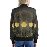 Sun And Moon Phase Print Women's Bomber Jacket