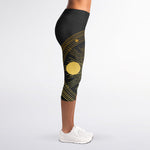 Sun And Moon Phase Print Women's Capri Leggings