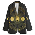Sun And Moon Phase Print Women's Cotton Blazer
