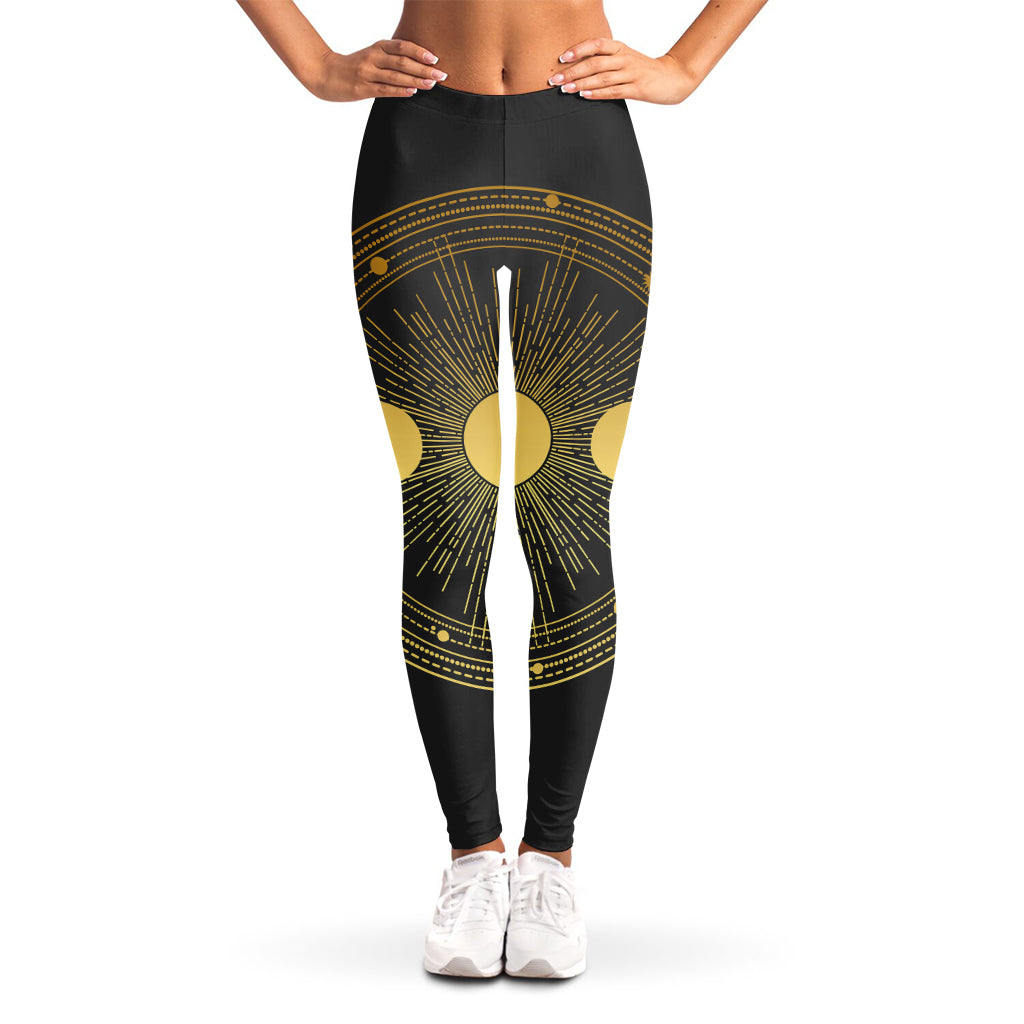 Sun And Moon Phase Print Women's Leggings