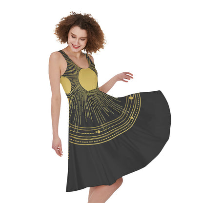 Sun And Moon Phase Print Women's Sleeveless Dress