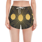 Sun And Moon Phase Print Women's Split Running Shorts