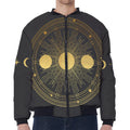 Sun And Moon Phase Print Zip Sleeve Bomber Jacket