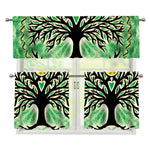 Sun And Moon Yggdrasil Print 3 Piece Kitchen Curtains