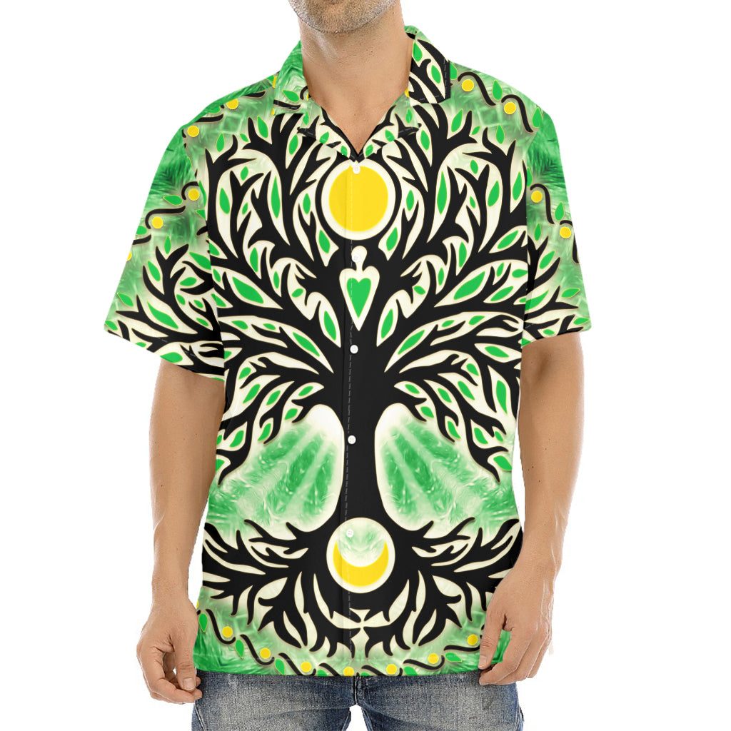 Sun And Moon Yggdrasil Print Aloha Shirt
