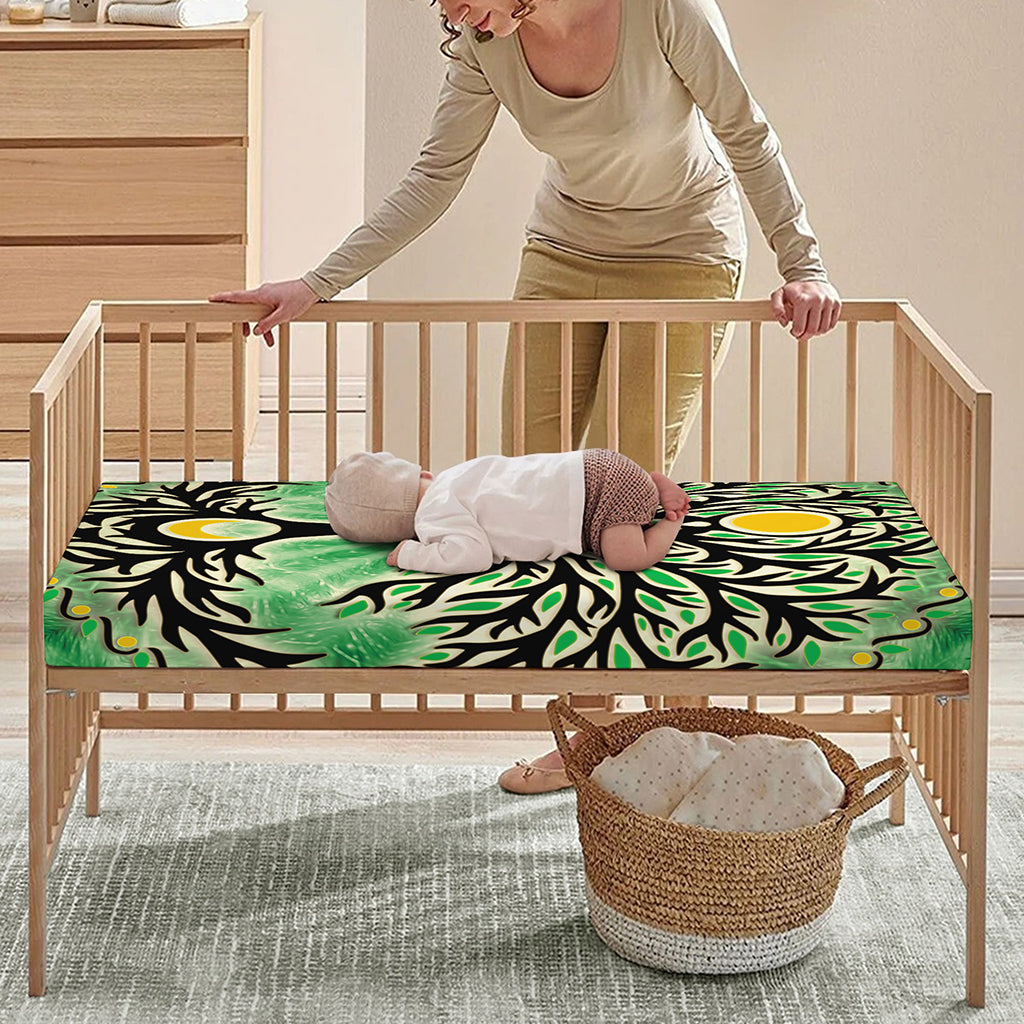 Sun And Moon Yggdrasil Print Baby Crib Sheet