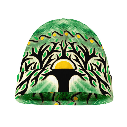 Sun And Moon Yggdrasil Print Beanie