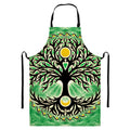 Sun And Moon Yggdrasil Print Bib Apron With Pocket