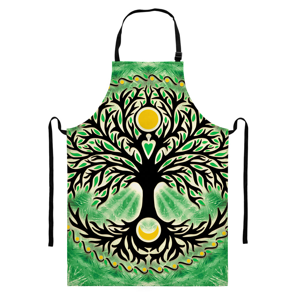 Sun And Moon Yggdrasil Print Bib Apron With Pocket