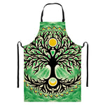 Sun And Moon Yggdrasil Print Bib Apron With Pocket