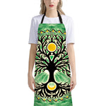 Sun And Moon Yggdrasil Print Bib Apron With Pocket