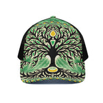 Sun And Moon Yggdrasil Print Black Mesh Trucker Cap