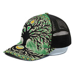 Sun And Moon Yggdrasil Print Black Mesh Trucker Cap