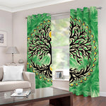 Sun And Moon Yggdrasil Print Blackout Grommet Curtains