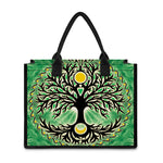 Sun And Moon Yggdrasil Print Canvas Tote Bag