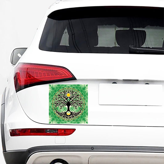Sun And Moon Yggdrasil Print Car Sticker