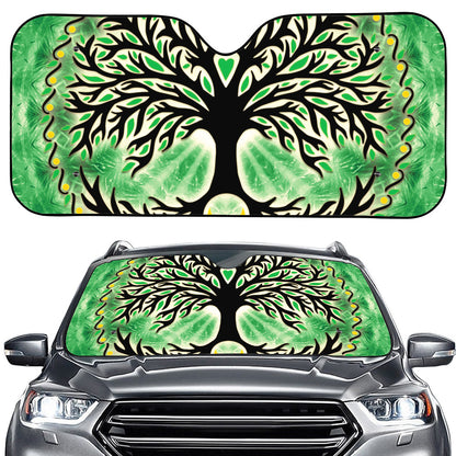 Sun And Moon Yggdrasil Print Car Windshield Sun Shade